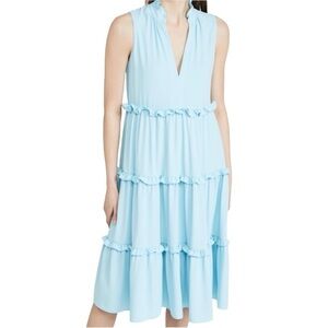 Amanda Uprichard x Revolve Ice Blue Wilma Midi Dress Tiered Ruffles Relaxed XL